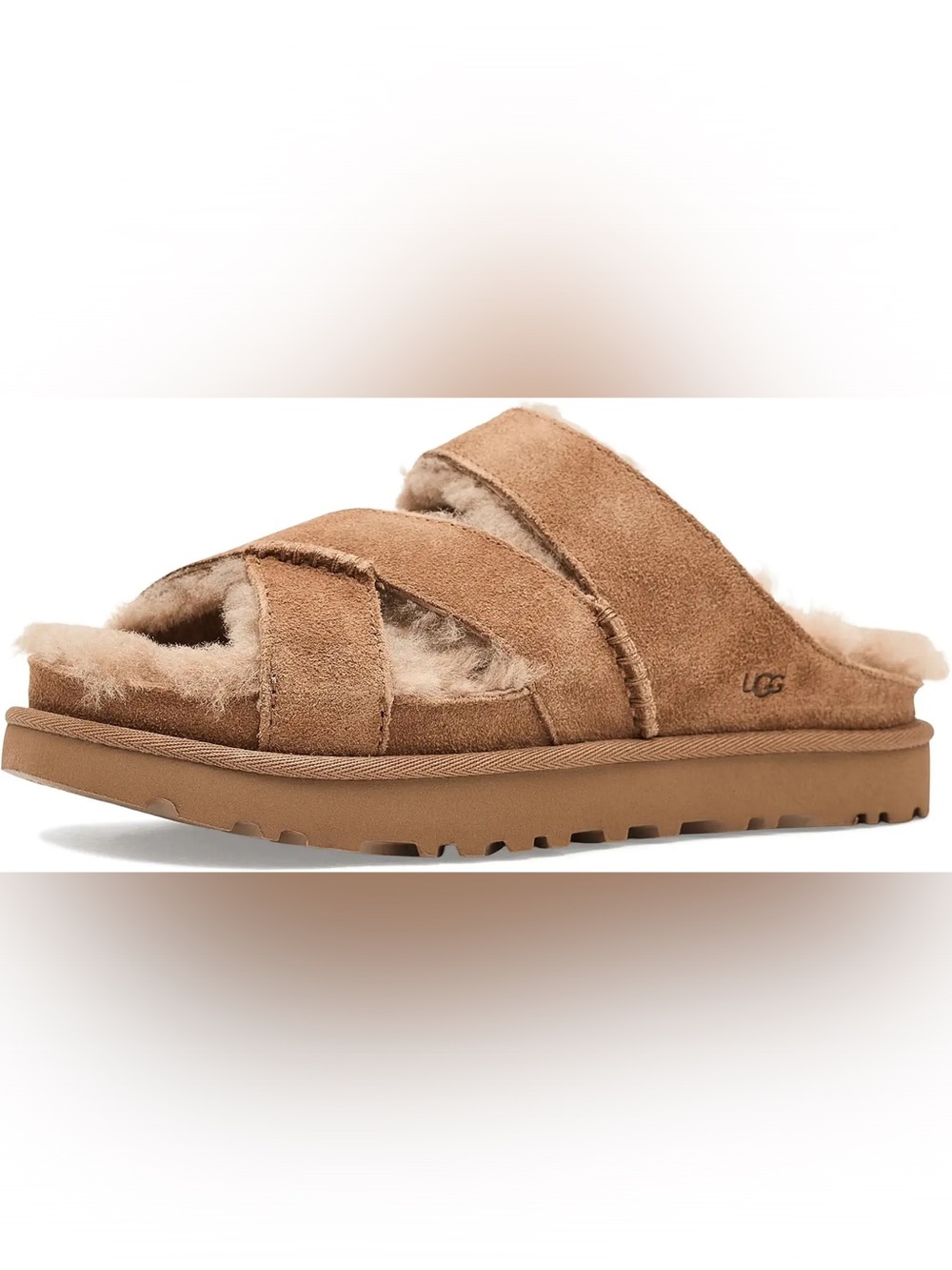 UGG Women's Tan Suede Shearling Slide
